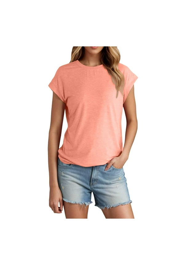 Summer Outfits for Women Long Sleeve Chiffon Long Sleeve Shirts with Sayings Junior Tee Womens Clothes Blouses Sleeved T Shirt Womens Women's Summer Short Sleeved T Shirt Solid Color Covered Top Red M