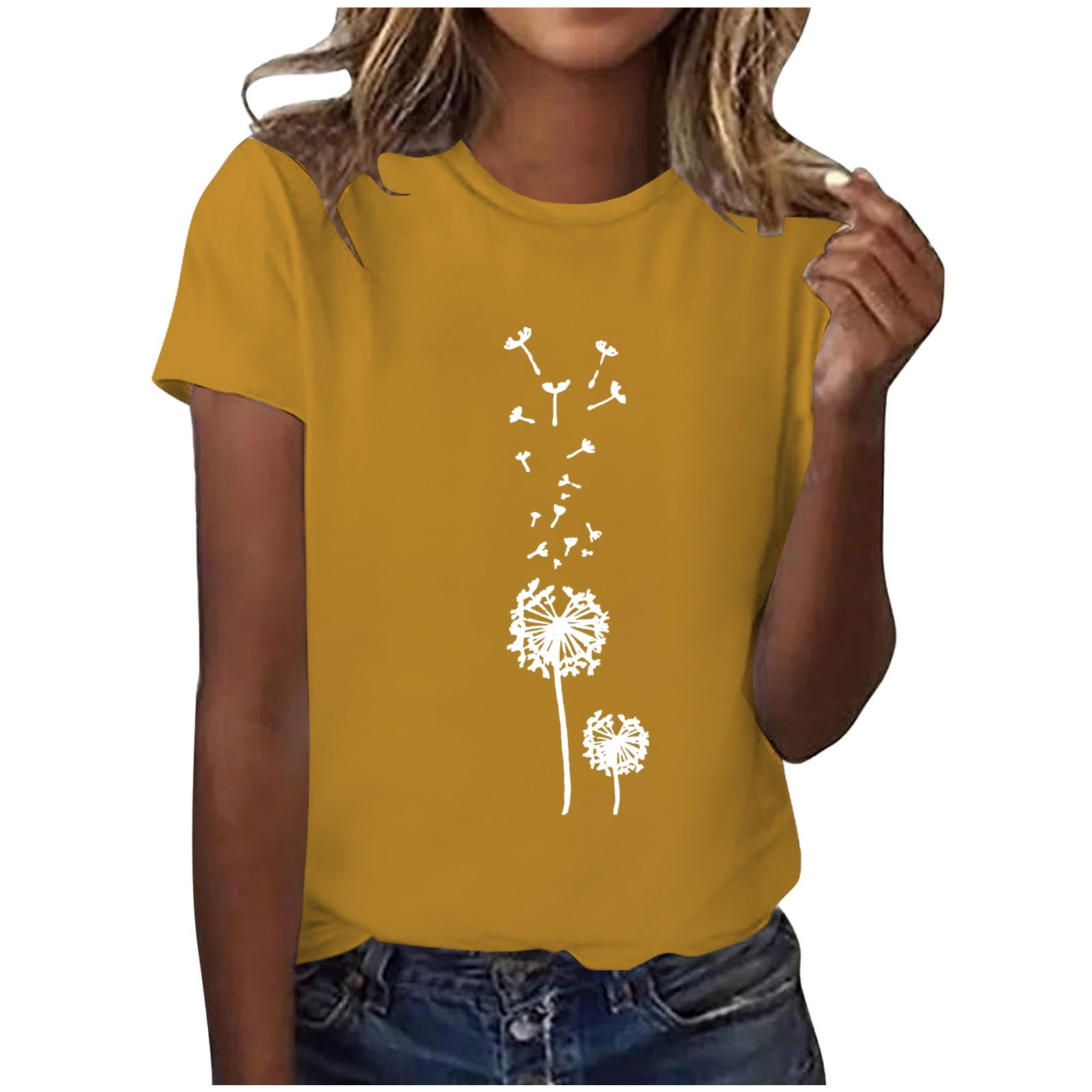 Women's Faith Dandelion Print T-Shirt – Casual V-Neck Short Sleeve Tee (Sizes S-XXL) - View #5