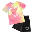 thumbnail image 1 of Summer Outfits for Girls 7/8 Kids Girl Clothes Tie Dye Heart Print Short Sleeve Top and Shorts Toddler Girl Summer Outfits Short Set, 1 of 3