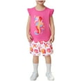 thumbnail image 1 of Summer Outfits for Girls Size 8-9 Cute Ruffle Cotton Graphic Tees Shorts 2 Piece Outfits Clothes Set Hot Pink, 5 Y, 1 of 6