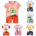 thumbnail image 1 of Summer Outfits for Little Boys Cartoon Printed Short Sleeved Tops and Shorts 2Pc Children's Sets Size 5-6T ,Purple, 1 of 4