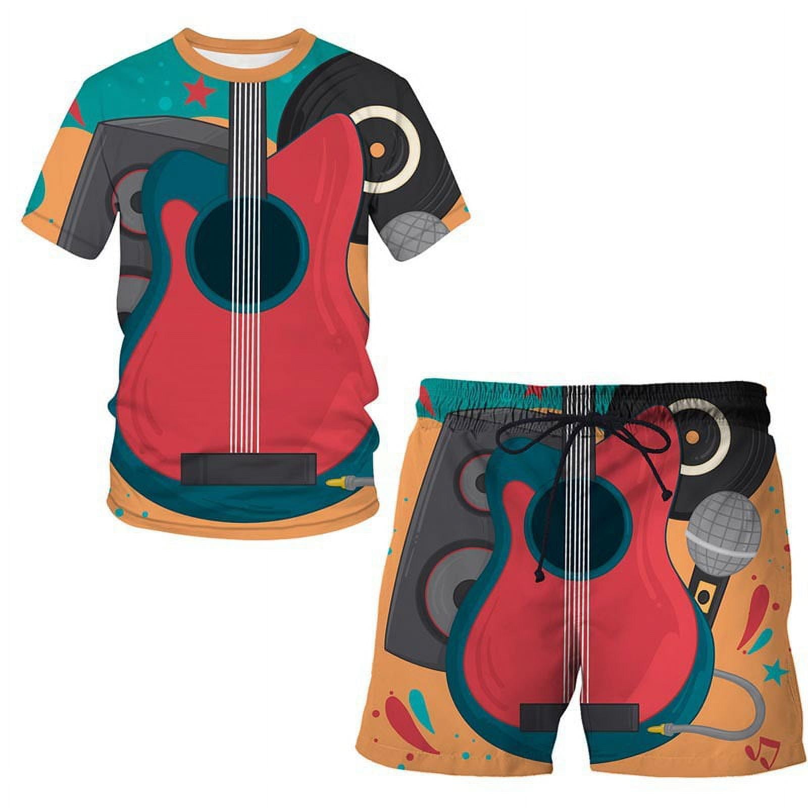 Ensemble T-shirt + Short Homme Imprimé Lion 3D - Matière Respirante élasthanne/polyester