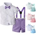 thumbnail image 1 of Summer Outfits for Toddler Boys Gentleman Shirt Suspenders Set formal Suit Outfit Sets Size 18-24 Months ,Purple, 1 of 7