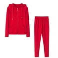 thumbnail image 1 of Summer Outfits for Women AKAFMK Two Piece Sets for Women,Workout Sets for Women,Women Color Hooded Sweatshirt and Pant Tracksuit Sport Suit, 1 of 4