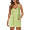 thumbnail image 1 of Summer Outfits for Women Shorts Sets V-Neck Sleeveless Camisole Tank Tops with Pockets Polyester Solid Color 2 Piece Casual Outfits F-Mint Green, 1 of 9