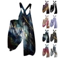 thumbnail image 1 of Summer Overalls for Women Wide Leg Baggy Jumpsuits Spaghetti Strap Boho Floral Printed Loose Fit Rompers Red XL, 1 of 5