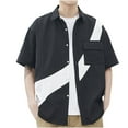 thumbnail image 1 of Summer Overshirt for Men Color Block Button Down Shirts Short Sleeve Casual Loose Fit Sun Protection Shirt Jackets, 1 of 4