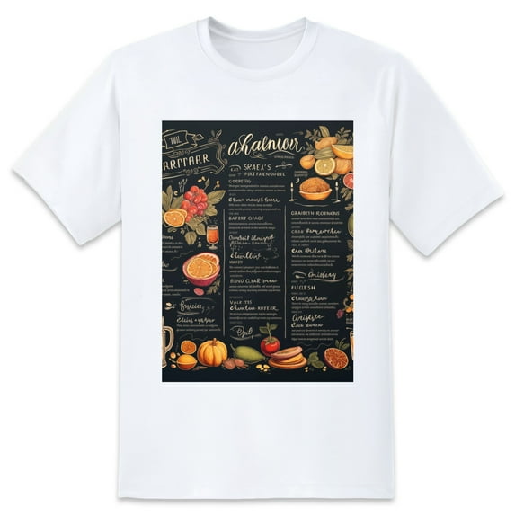 Summer Oversize Food MenuSweatshirt Soft Large T Shirts For Women Loose Brown