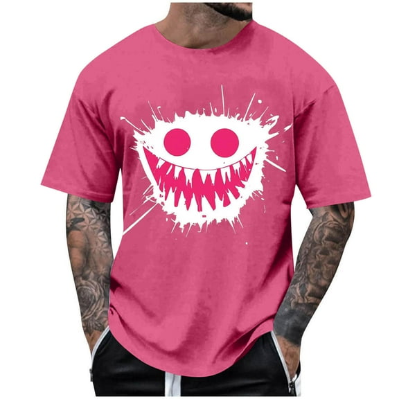Summer Oversize Men’s Smiling face Graphic T Shirts Streetwear Hip Hop Hipster Crewneck Short Sleeve Tee
