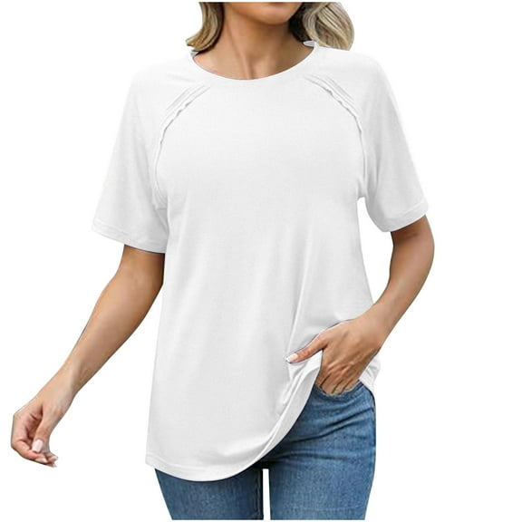 Summer Oversize Shirts for Womens 2025 Fashion Button Short Sleeve V-neck Casual T-shirt Loose Shirt Short Sleeve V-neck Top/shirt