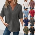 thumbnail image 1 of Summer Oversize Shirts for Womens Fashion Long Sleeved Pullover Hooded Color Blocked Jacket Top, 1 of 9