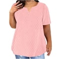 thumbnail image 1 of Summer Oversize Shirts for Womens Fashion Solid Color V- Neck Short Sleeve Blouses, 1 of 5