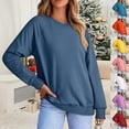 thumbnail image 1 of Summer Oversize Tops For Women Casual Long Sleeved V-neck Solid Color Shoulder Sports T-Shirts Blouses Navy XL, 1 of 6