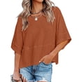 thumbnail image 1 of Summer Oversize Women Solid Color Half Sleeve Loose Shirt Tee Casual Tops, 1 of 4