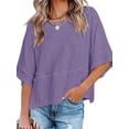 thumbnail image 1 of Summer Oversize Women Solid Color Half Sleeve Loose Shirt Tee Casual Tops, 1 of 4