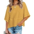 thumbnail image 1 of Summer Oversize Women Solid Color Half Sleeve Loose Shirt Tee Casual Tops, 1 of 4