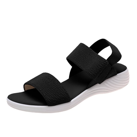 Summer Oversized Foreign Trade Women's Shoes Casual Elastic Band Back Strap Fly Woven Flat Sole Sandals For Women Cute Womens Sandals Women's Wedge Sandals Size 6 Women's Tan Sandals Beach Sandals fo