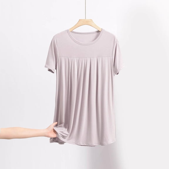 Summer Oversized Tshirts For Women Casual Round Neck Solid Color Short Sleeve Women's Blouses Khaki Tee Tops XL-5XL