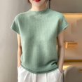thumbnail image 1 of Summer Oversized Tshirts For Women Casual Solid Color Knit Short Sleeve Round-Neck Women's Blouses Army Green Tee Tops S-2XL, 1 of 4