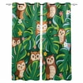 thumbnail image 1 of Summer Owls Blackout Curtains for Bedroom/Living Room, Green Palm Leaves Tropical Plants Thermal Insulated Kitchen Drapes with Grommets, Light Blocking Window Treatment, 2 Panels 42" x 45", 1 of 7