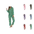 thumbnail image 1 of Summer Pajamas – Cute 2 Piece Womens Loungewear Women's Christmas Printed Button Pocket Long Sleeved Pants Home Sleepwear Set, 1 of 5