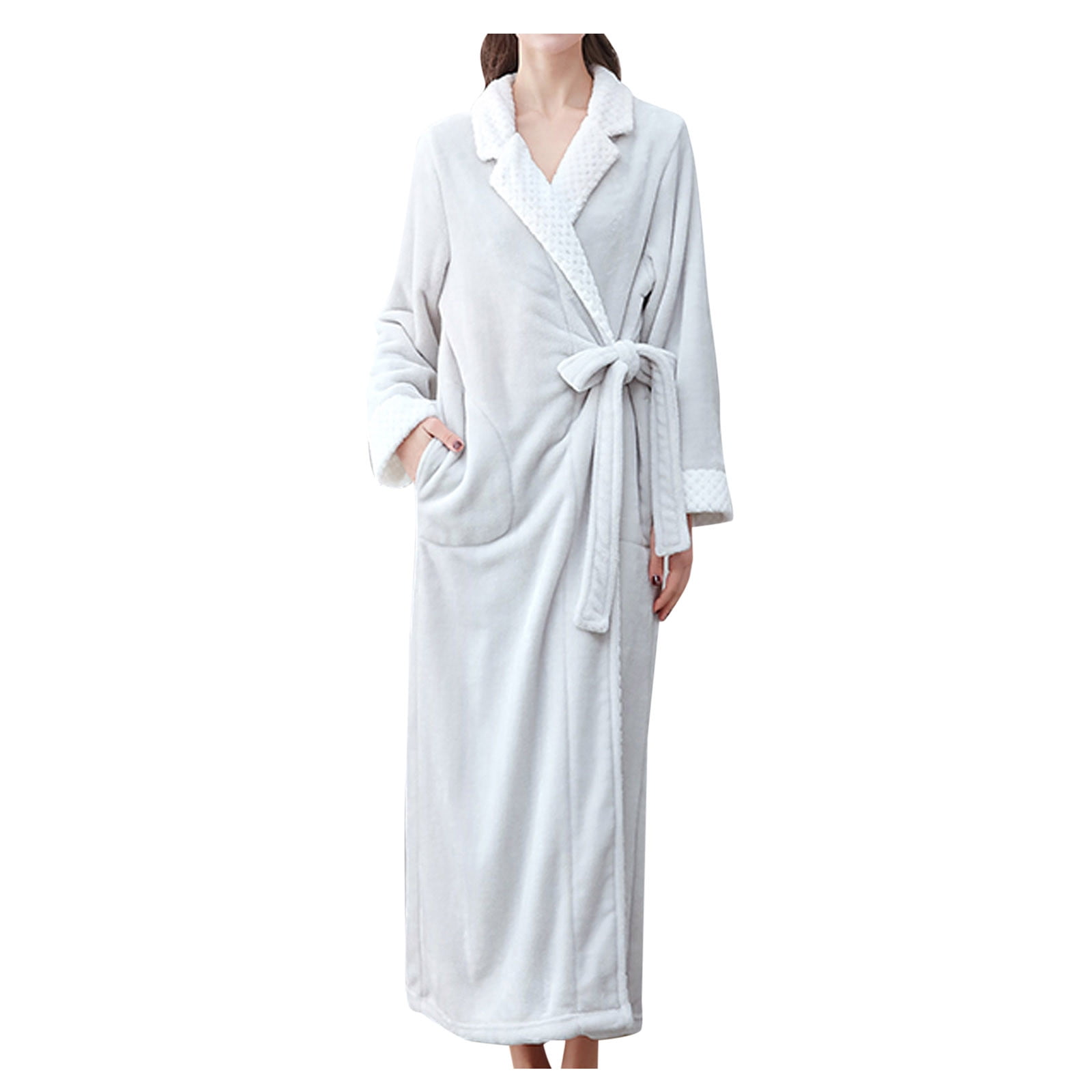 Adult 's Home Wear Flannel Nightgown Long Coral Velvet Bathrobe 