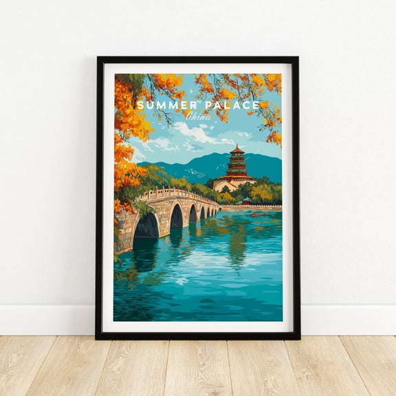 Summer Palace China SeventeenArch Bridge Print Beijing Historic Bridge Art Wall Art Print