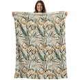 thumbnail image 1 of Summer Palm Leaf Blanket Soft Cozy Warm Throw Blanket for Couch, Plush Fuzzy Flannel Fleece Blankets for Sofa, Topical Vintage Botanical Leaves Bed Blankets Lightweight Gifts for Women, 30"x40", 1 of 9