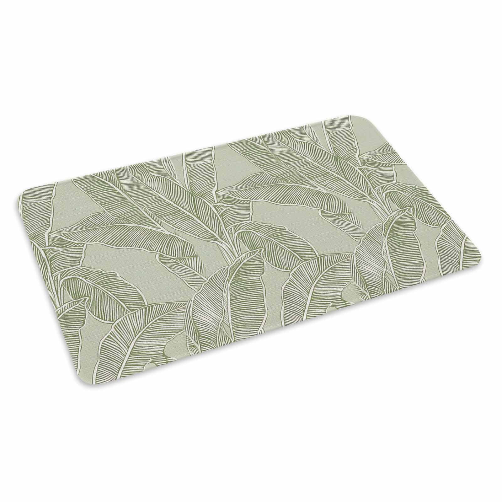 Summer Palm Leaf Doormat Outdoor Entrance 16"x24", Green Tropical Bloom Silhouettes Absorb Moisture Dirt Door Mats, Non-Slip Rubber Backing Floor Mats Indoor, Low-Profile Front Door Rugs