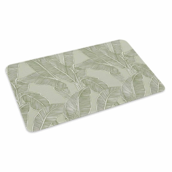 Summer Palm Leaf Doormat Outdoor Entrance 16"x24", Green Tropical Bloom Silhouettes Absorb Moisture Dirt Door Mats, Non-Slip Rubber Backing Floor Mats Indoor, Low-Profile Front Door Rugs