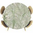 thumbnail image 1 of Summer Palm Leaf Round Tablecloth 55-60 Inch Round Fitted Table Cloth with Elastic Edge, Tropical Bloom Silhouettes Green Waterproof Table Cover Protector for Outdoor Picnic Party Dining, 1 of 6