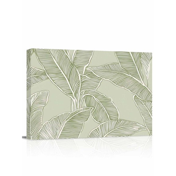 Summer Palm Leaf Wall Art for Living Room,Canvas Picture Wall Decor for Bathroom Bedroom,Green Tropical Bloom Silhouettes Painting Artwork for Office Kitchen Hallway Dining Room Home Decor 12"x16"