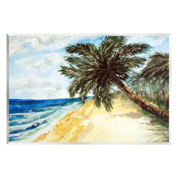 Summer Palm Overhanging Beach Coastal Painting Unframed Art Print Wall Art
