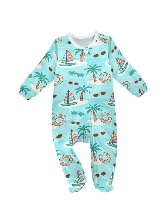 Summer Palm Tree Baby Sleeper One-Piece Footies Newborn Roomper 6Months