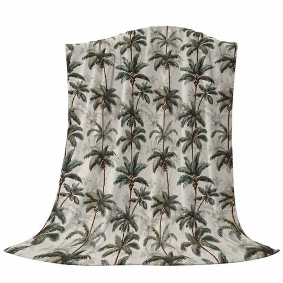 Summer Palm Tree Fleece Throw Blanket Country Vintage Tropical Dark Green Tree Leaf Ultra Soft Fuzzy Cozy Flannel Throw Blanket for Couch Sofa Bed Car Travel, Ideal Gifts 40x50 Inches