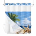 thumbnail image 1 of Summer Palm Tree No Hook Shower Curtain Waterproof, Bathroom Curtains with Snap in Liners and See Through Top Window, Beach Ocean Coastal Starfish Shells Hotel Style Bathtub Curtains Shower 72"Wx78"L, 1 of 8
