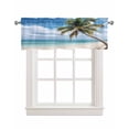 thumbnail image 1 of Summer Palm Tree Kitchen Valances for Windows Farmhouse Linen Window Valance Curtain for Living Room Window Treatment Sandy Beach Ocean Sky Cloud Plants Valance Rod Pocket Topper Drape, 42 x 12 Inch, 1 of 6