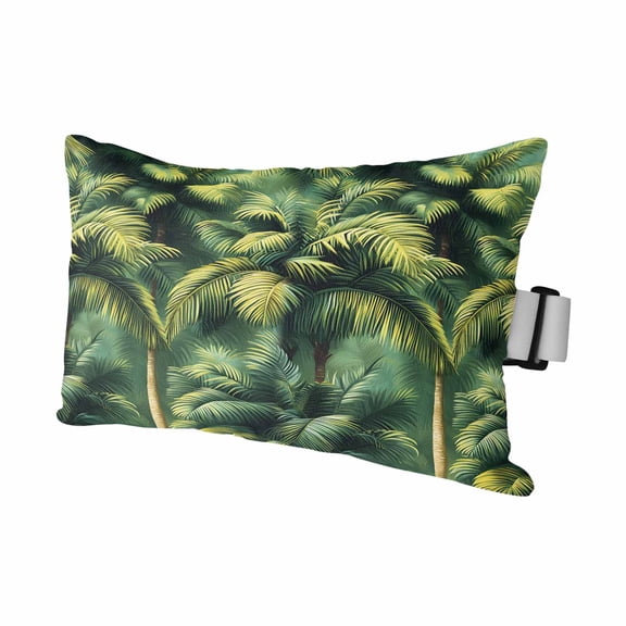 Summer Palm Tree Outdoor Pillows for Chaise Lounge Chair Waterproof Lumbar Pillows with Insert&Adjustable Strap Beach Headrest Pillow Nature Green Tropical Plant Leaves Pillow for Patio Pool 11"x16"