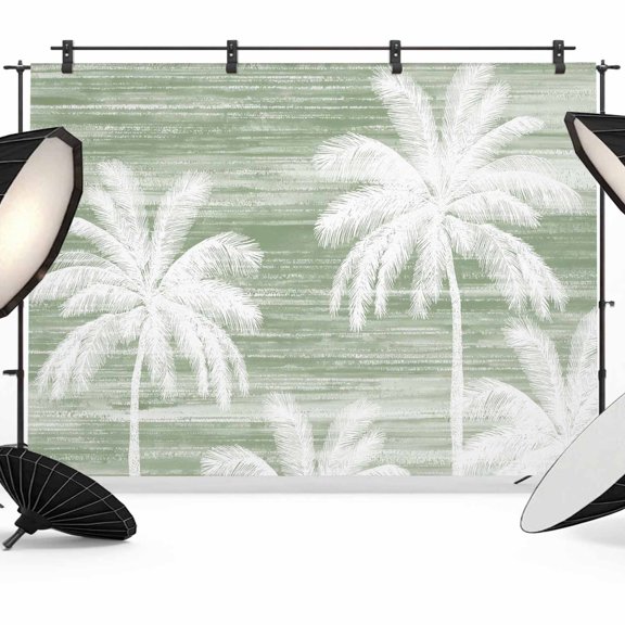 Summer Palm Trees Backdrops for Photography, Tropical Coastal Rustic Sage Green Abstract Fabric Photo Background Sturdy Studio Props for Photo Studio, Video Recording, Booth & Photoshoot 8X6ft