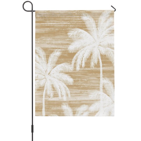 Summer Palm Trees Garden Flag 12 x 18 Inches, Tropical Coastal Rustic Brown Abstract Weather Proof Outdoor Patio Flags Double Sided Small Garden Decoration for Yard Outside Home