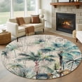 thumbnail image 1 of Summer Palm Trees Large Round Rug 8 FT, Non Slip Living Room Area Carpet, Vintage Botanical Tropical Leaves Washable Soft Circle Rug Non-Shedding Floor Carpet for Bedroom Office Dining Room, 1 of 9
