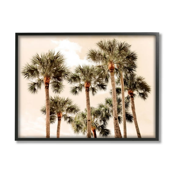 Summer Palm Trees Sky Landscape Photograph Black Framed Art Print Wall Art
