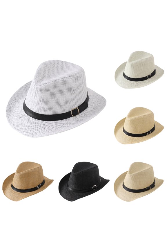Summer Panama Straw Cowboy Hat Women Men Wide Brim Rolled Edge Breathable Sun Casual Beach Outdoor Travel Elegant British Style