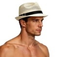 thumbnail image 1 of Summer Panama Straw Fedora Hats for Men Women Trilby Hat Foldable Short Brim Panama Beach Hat Mesh Sun Hat Beige Free Size(Free Size), 1 of 5