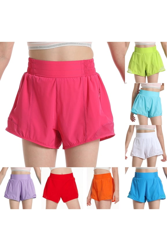 Summer Pants Kids Solid Sport Running Shorts Mesh Lining Modesty Breathable Active Wear Girls 8-9Y