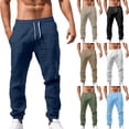 thumbnail image 1 of Summer Pants for Men Elastic Waist Drawstring Casual Trouser Yoga Beach Trousers Lightweight Linen Trousers Mens Linen Pants Loose Trousers Summer Vacation Pants Linen Trouser, 1 of 8