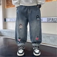 thumbnail image 1 of Summer Pants Straight Leg Fit Wide Leg Skater Pants Casual Pants for Boys Relaxed Fit for Boys Teens Spring Fashion 2026 (Blue,7-8 Years), 1 of 4