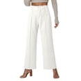 thumbnail image 1 of Summer Pants for Women 2025 Women's Wide Leg Work Pants High Waist Business Casual Slacks Trousers Sweat with Pockets Petite Trousers for Women Dress Women's Work Zipper Leggings Mom White L, 1 of 5