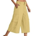 thumbnail image 1 of Summer Pants for Women Cargo Capris For Women Stretch Wide Leg Hiking Pants Lightweight Baggy Cargo With Pockets Dress Work plus Size Athletic Size 16 Womens Petite Elastic Yellow S, 1 of 5