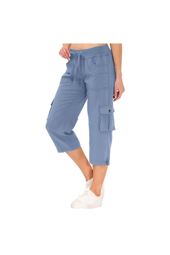 Summer Pants for Women Cargo Hiking Capris Pants Casual Drawstring High Waisted Sweatpants Loose With Pockets Business Casual for Women Small Sweatpants Trousers Work Comfy Sweat Leopard Blue M